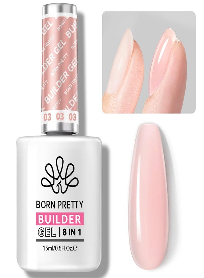 BORN PRETTY Builder Gel for Nails, 8-in-1 Extension Gel Strengthener Gel Hard Builder Nail Gel Base Top Gel, Pink Gel Builder Rhinestone Nail Glue Gel in A Bottle Nails 15ML - Image 1